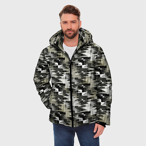 Мужская зимняя куртка Абстрактный камуфляжный / 3D-Светло-серый – фото 3