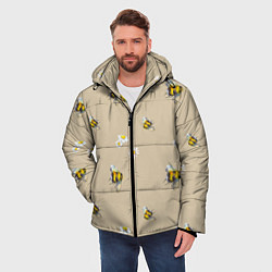 Куртка зимняя мужская Цветы Ромашки и Пчёлы, цвет: 3D-светло-серый — фото 2