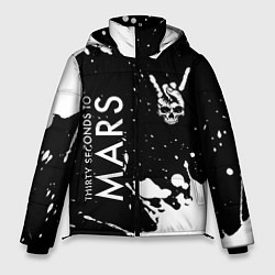 Куртка зимняя мужская Thirty Seconds to Mars и рок символ на темном фоне, цвет: 3D-черный