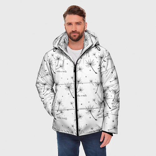 Мужская зимняя куртка Make a Wish паттерн / 3D-Светло-серый – фото 3