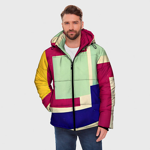 Мужская зимняя куртка В стиле авангардизма / 3D-Светло-серый – фото 3