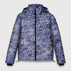 Куртка зимняя мужская Паттерн из хаотичных линий - экспрессия, цвет: 3D-черный