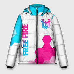 Куртка зимняя мужская Free Fire neon gradient style: символ и надпись ве, цвет: 3D-черный