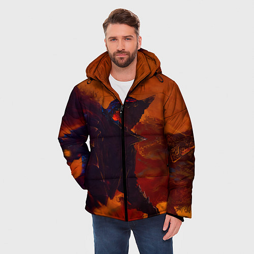 Мужская зимняя куртка Берсерк Гатс Прорыв Через Огнь / 3D-Красный – фото 3