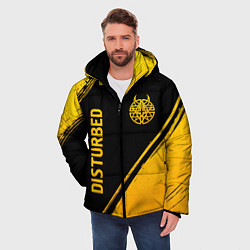 Куртка зимняя мужская Disturbed - gold gradient: символ и надпись вертик, цвет: 3D-черный — фото 2