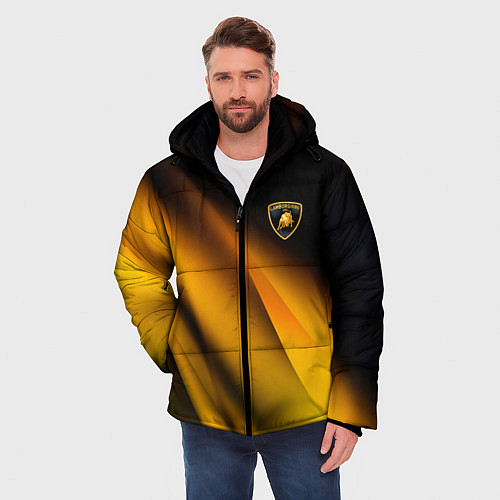Мужская зимняя куртка Ламборгини - желтая абстракция / 3D-Красный – фото 3