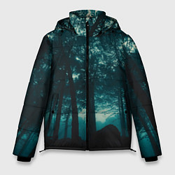 Куртка зимняя мужская Тёмный лес на закате, цвет: 3D-светло-серый