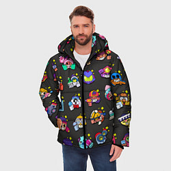 Куртка зимняя мужская Особые значки пины Бравл Старс редкие, цвет: 3D-красный — фото 2