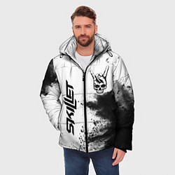 Куртка зимняя мужская Skillet и рок символ на светлом фоне, цвет: 3D-черный — фото 2