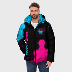 Куртка зимняя мужская Poppy Playtime - neon gradient: символ и надпись в, цвет: 3D-черный — фото 2