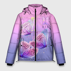 Куртка зимняя мужская BTS красивые бабочки, цвет: 3D-черный