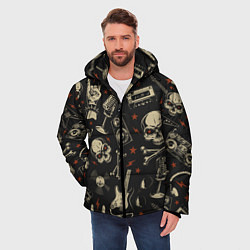 Куртка зимняя мужская Черепа гранж, цвет: 3D-черный — фото 2
