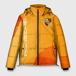 Куртка зимняя мужская Porsche Жёлтая абстракция, цвет: 3D-красный