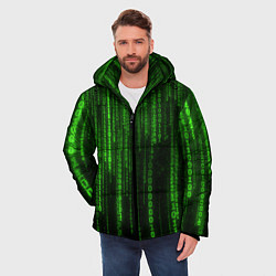 Куртка зимняя мужская Двоичный код зеленый, цвет: 3D-красный — фото 2