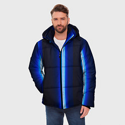Куртка зимняя мужская Неоновое синее свечение, цвет: 3D-светло-серый — фото 2