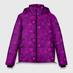 Куртка зимняя мужская Абстрактный неоновый узор Фуксия, цвет: 3D-черный