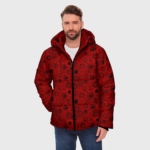 Мужская зимняя куртка Красный абстрактный узор / 3D-Красный – фото 3