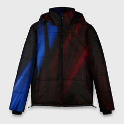 Куртка зимняя мужская Иллюзорные синие и красные линии во тьме, цвет: 3D-светло-серый