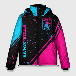 Куртка зимняя мужская Aston Villa - neon gradient: надпись, символ, цвет: 3D-черный