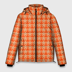 Куртка зимняя мужская Цветочки на оранжевом фоне, цвет: 3D-красный