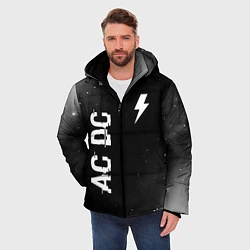 Куртка зимняя мужская AC DC glitch на темном фоне: надпись, символ, цвет: 3D-черный — фото 2