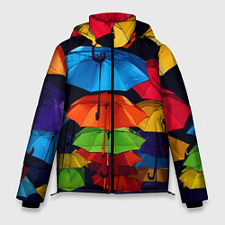 Мужская зимняя куртка Разноцветные зонтики - композиция