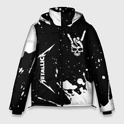 Куртка зимняя мужская Metallica и рок символ на темном фоне, цвет: 3D-черный
