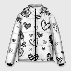 Куртка зимняя мужская Сердца нарисованные карандашом, цвет: 3D-светло-серый