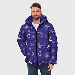 Куртка зимняя мужская Новый год олени, снежинки, ветер, цвет: 3D-светло-серый — фото 2