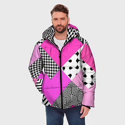 Куртка зимняя мужская Розовые стрелки и паттерн, цвет: 3D-красный — фото 2