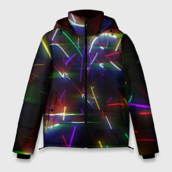 Куртка зимняя мужская Разноцветные неоновые линии, цвет: 3D-красный