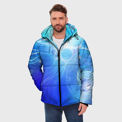 Мужская зимняя куртка Голубой пульсар / 3D-Красный – фото 3