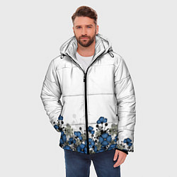 Куртка зимняя мужская Синий цветочный узор -кайма, цвет: 3D-светло-серый — фото 2