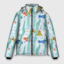 Куртка зимняя мужская Детский рисунок рыбки акварель, цвет: 3D-светло-серый