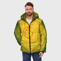 Куртка зимняя мужская Желто-зеленая текстурная абстракция акрилом, цвет: 3D-черный — фото 2