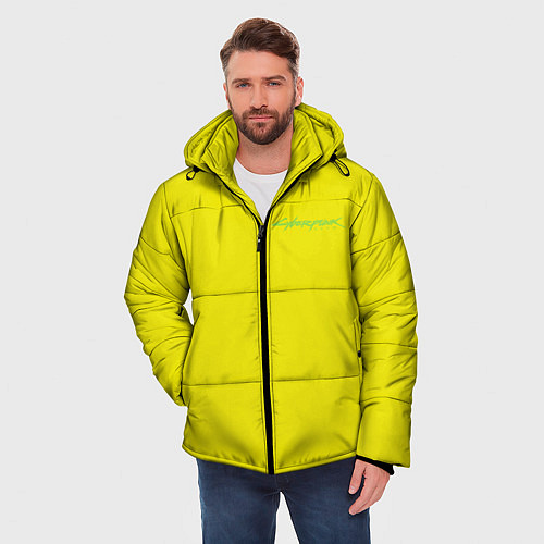 Мужская зимняя куртка Киберпанк - Лого Дэвида / 3D-Красный – фото 3