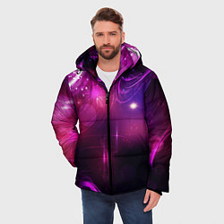Куртка зимняя мужская Фиолетовые неоновые блики, цвет: 3D-светло-серый — фото 2