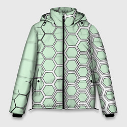 Куртка зимняя мужская Соты в геометрии, цвет: 3D-светло-серый