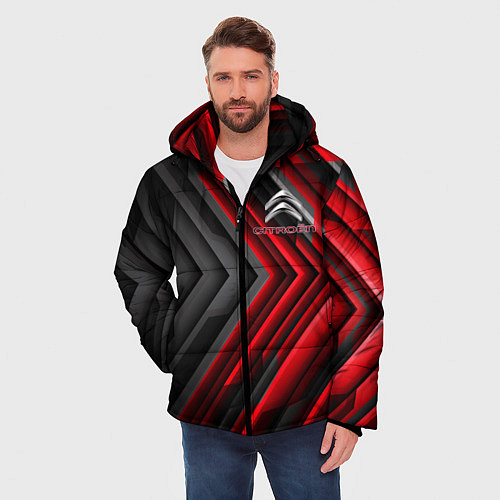 Мужская зимняя куртка Citroen строгий стиль / 3D-Красный – фото 3