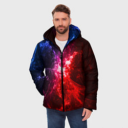 Куртка зимняя мужская Вспышка в космосе, цвет: 3D-красный — фото 2