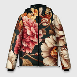 Куртка зимняя мужская Цветы в стиле рококо, цвет: 3D-черный
