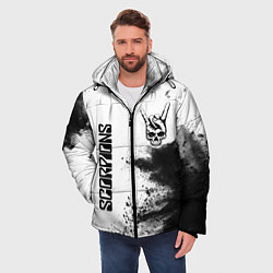 Куртка зимняя мужская Scorpions и рок символ на светлом фоне, цвет: 3D-черный — фото 2