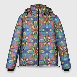 Куртка зимняя мужская Геометрический цветочный паттерн, цвет: 3D-красный