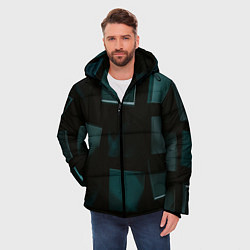Куртка зимняя мужская Геометрические тёмные кубы, цвет: 3D-светло-серый — фото 2