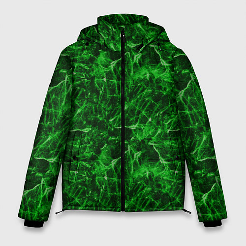 Мужская зимняя куртка Зелёный лёд - текстура / 3D-Светло-серый – фото 1