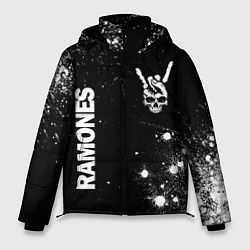 Куртка зимняя мужская Ramones и рок символ на темном фоне, цвет: 3D-черный