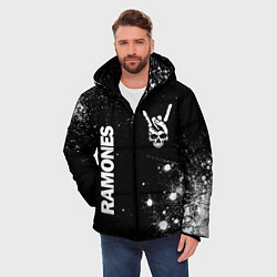 Куртка зимняя мужская Ramones и рок символ на темном фоне, цвет: 3D-черный — фото 2