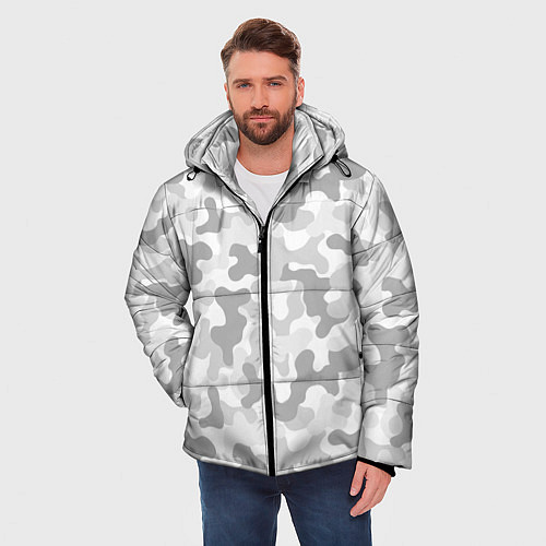 Мужская зимняя куртка Камуфляж цифра светло-серый крупный / 3D-Красный – фото 3