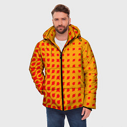 Куртка зимняя мужская Оранжевая абстракция, цвет: 3D-красный — фото 2
