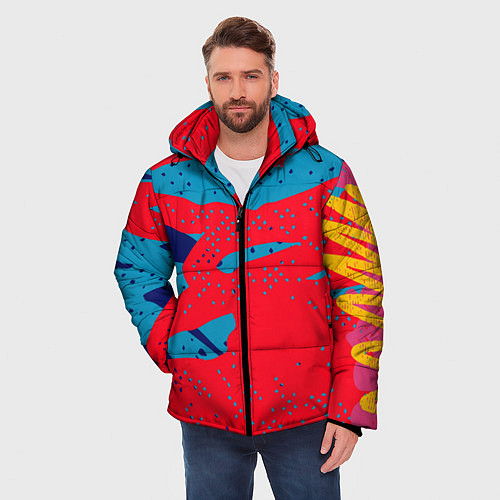 Мужская зимняя куртка Красочные пятна / 3D-Светло-серый – фото 3